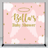 Lofaris Pink Angel Wing Stars Custom Baby Shower Backdrop